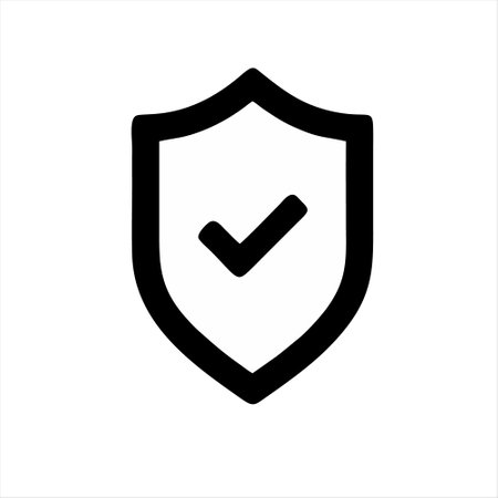 Shield with check mark icon. Protection and security concept. Vector illustrationのイラスト素材