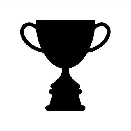 Trophy cup black icon isolated on white background. Vector illustration.のイラスト素材