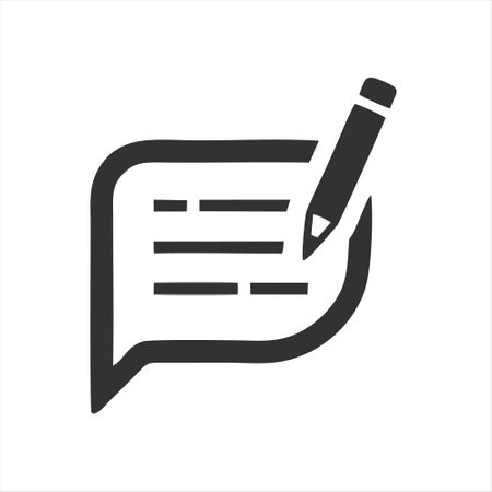 Speech bubble with pencil icon. Vector illustration in flat design.のイラスト素材