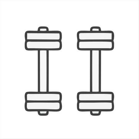 Dumbbells line icon. Dumbbells outline vector icon isolated on white background. Fitness equipment. Sport equipment.のイラスト素材