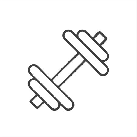 Dumbbell line icon, outline vector sign, linear pictogram isolated on white. Symbol, illustrationのイラスト素材