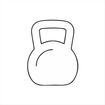 Kettlebell line icon, vector illustration, isolated on white background.のイラスト素材