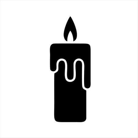 Candle icon. Black symbol on white background. Vector illustration.のイラスト素材