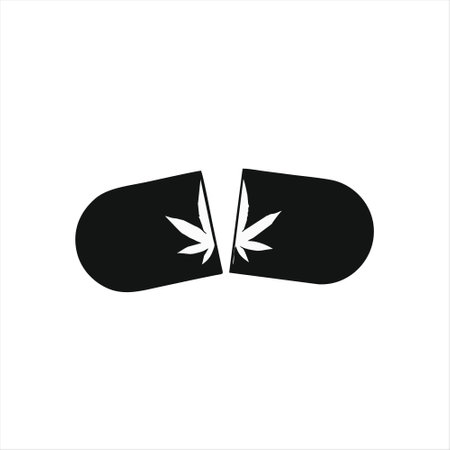 cannabis leaf icon on white background, cannabis leaf icon vectorのイラスト素材