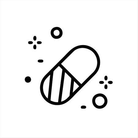 Pill icon on white background. Vector illustration, flat design.のイラスト素材