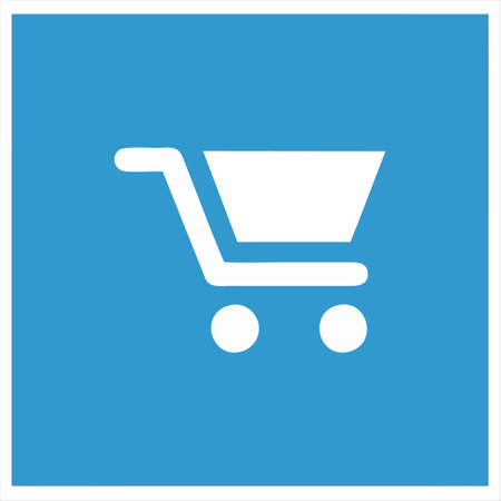 Shopping cart icon on blue background. Flat design. Vector illustrationのイラスト素材