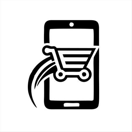 Shopping cart icon on smartphone screen. Online shopping concept. Vector illustrationのイラスト素材