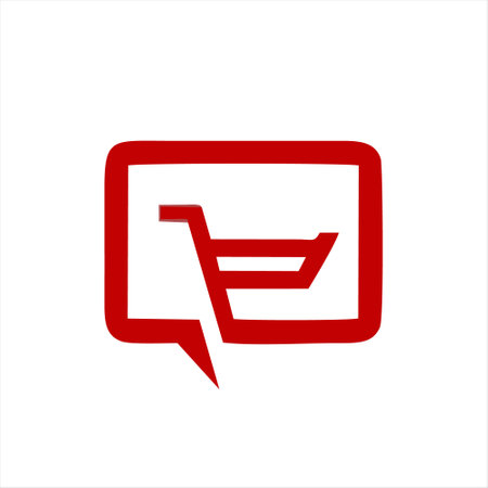 Shopping cart and speech bubble icon on white background. Shopping concept.のイラスト素材