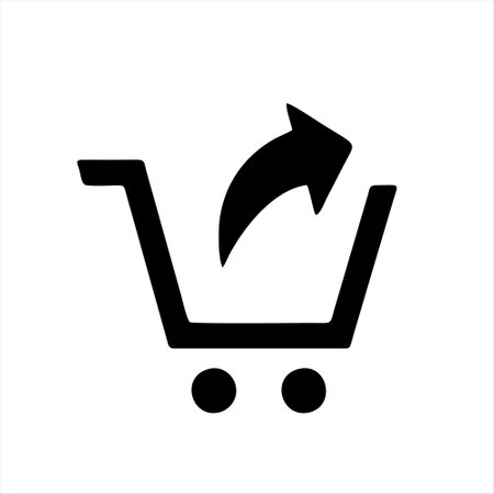 Shopping cart icon. Black symbol on white background. Vector illustration.のイラスト素材