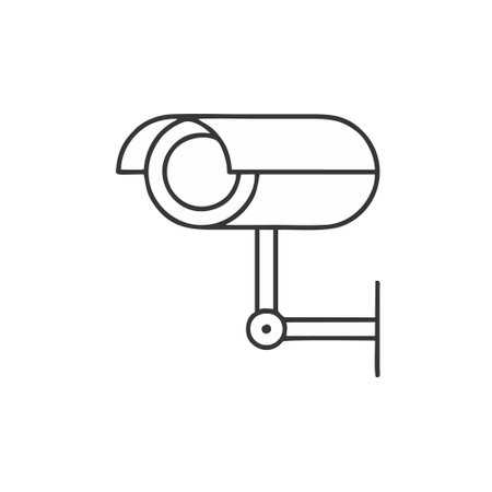 Surveillance camera line icon, outline vector sign, linear pictogram isolated on white. Symbol, logo illustrationのイラスト素材