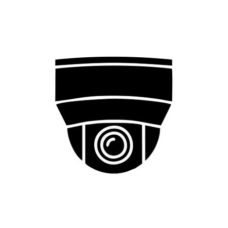 CCTV camera black glyph icon. Security camera. Silhouette symbol on white space. Vector isolated illustrationのイラスト素材