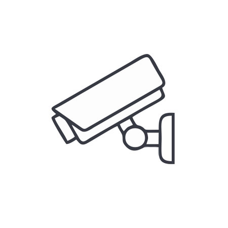 Surveillance camera line icon, outline vector sign, linear style pictogram isolated on white. Symbol, logo illustration. Editable stroke. Pixel perfectのイラスト素材