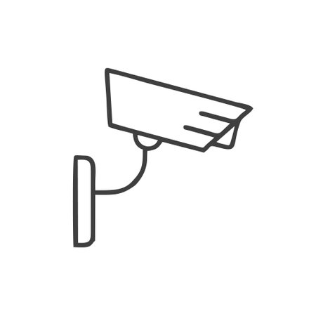 Cctv camera line icon, outline vector sign, linear style pictogram isolated on white. Symbol, logo illustrationのイラスト素材