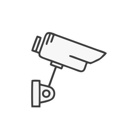 Security camera line icon, outline vector sign, linear style pictogram isolated on white. Symbol, logo illustrationのイラスト素材