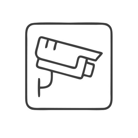 Cctv camera line icon, outline vector sign, linear style pictogram isolated on white. Symbol, logo illustrationのイラスト素材