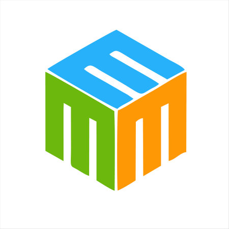 letter m cube logo design vector graphic symbol icon sign illustration creative ideaのイラスト素材
