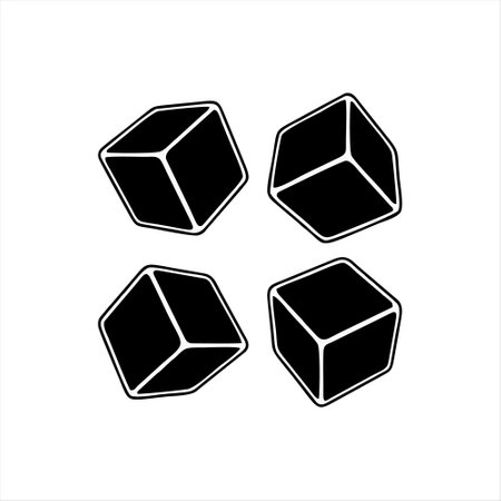 Set of black cubes isolated on white background. Vector illustration.のイラスト素材