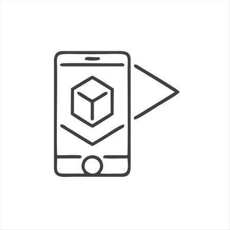 Smartphone with app delivery tracking line icon. Vector illustration.のイラスト素材