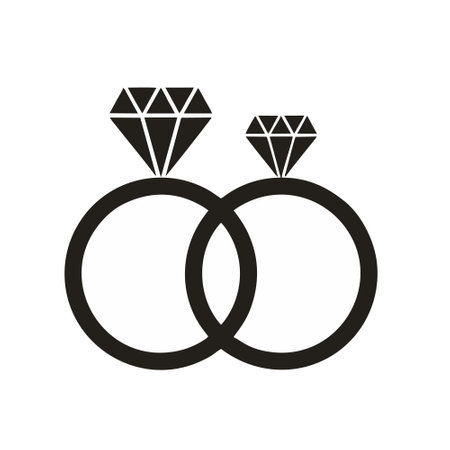 Wedding rings icon vector. Bride and groom wedding ring vector iconのイラスト素材