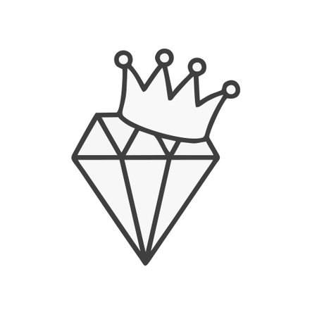 Diamond with crown line icon, outline vector sign, linear style pictogram isolated on white. Symbol, logo illustrationのイラスト素材
