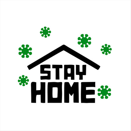 Stay home lettering. Coronavirus quarantine concept. Vector illustration.のイラスト素材