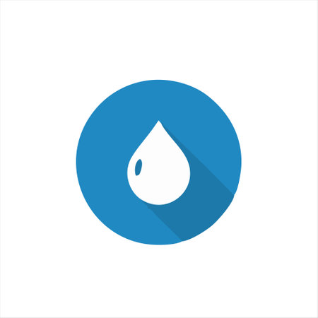 Water drop icon vector illustration. Drop of water in blue circle.のイラスト素材