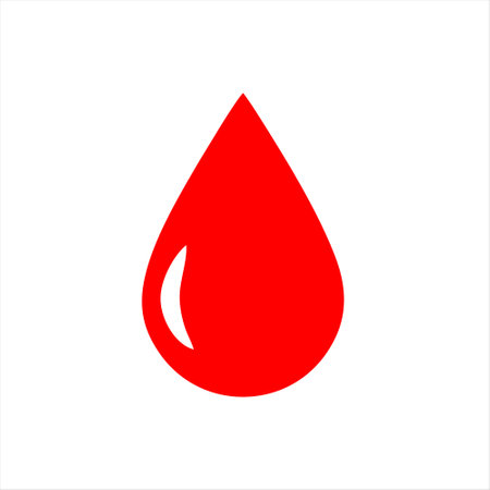 Blood drop icon. Red blood drop icon isolated on white background. Vector illustration.のイラスト素材
