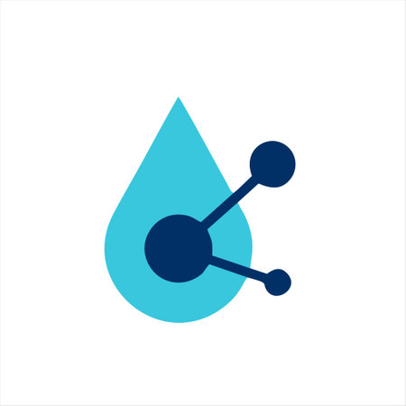 Water drop and molecule icon. Vector illustration. Logo design template.のイラスト素材