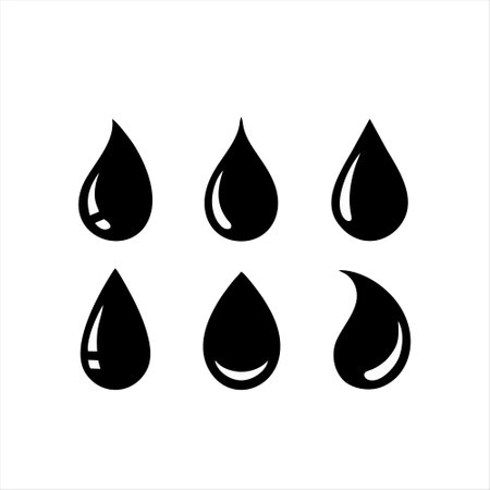 Water drop icon set. Vector illustration of a drop of water.のイラスト素材