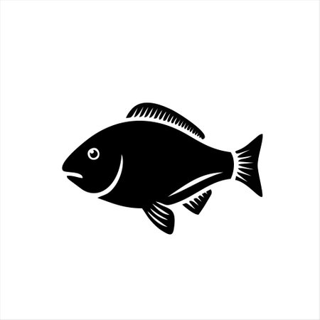 Fish icon on white background. Vector illustration in black and white colors.のイラスト素材