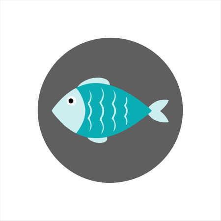 Fish icon. Vector illustration in flat style. Isolated on white background.のイラスト素材