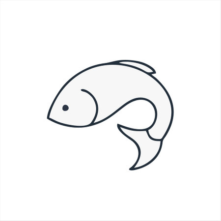 Fish line icon. Vector illustration of a fish on a white background.のイラスト素材