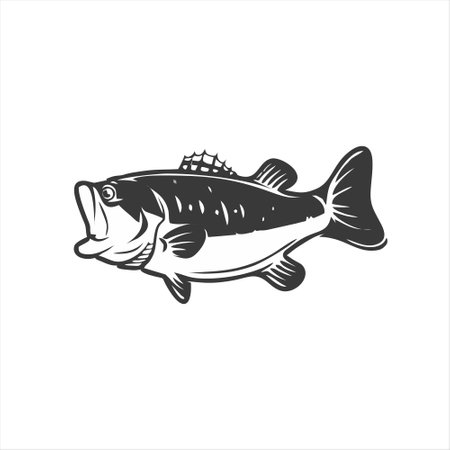 carp fish vector design template on white background in black and whiteのイラスト素材