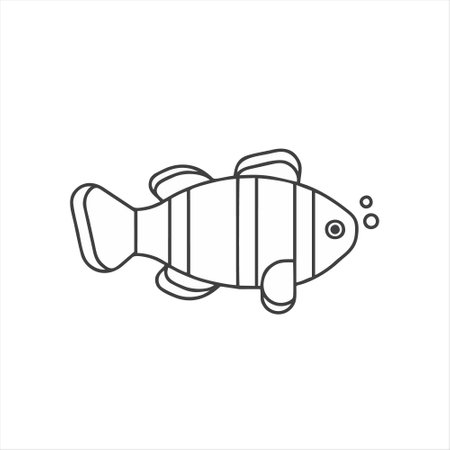 Clown fish line icon, outline vector sign, linear pictogram isolated on white.のイラスト素材