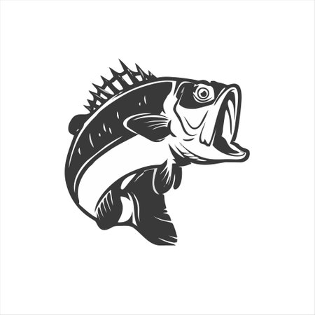 Illustration of a bass fish head isolated on a white background.のイラスト素材