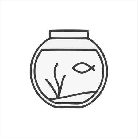 Aquarium with fish line icon, outline vector sign, linear pictogram isolated on white.のイラスト素材