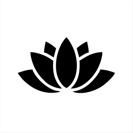 Lotus flower icon. Black symbol on white background. Vector illustration.のイラスト素材