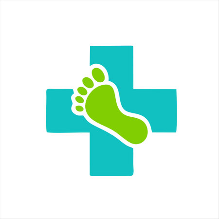 foot and cross medical logo vector icon illustration design template on white backgroundのイラスト素材