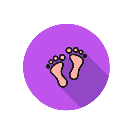 Footprint icon, vector illustration. Flat design style with long shadowのイラスト素材