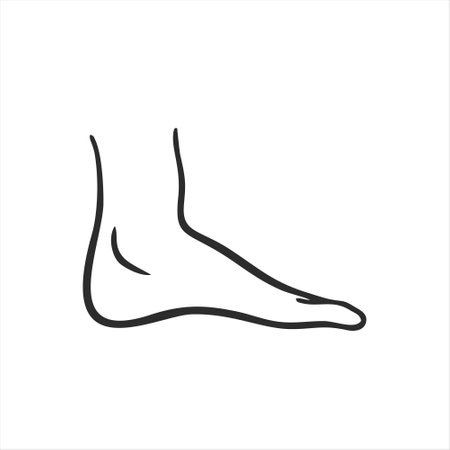 Foot icon isolated on white background. Vector illustration in outline style.のイラスト素材