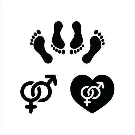 Male and female footprint icon set. Vector illustration. Black on white.のイラスト素材