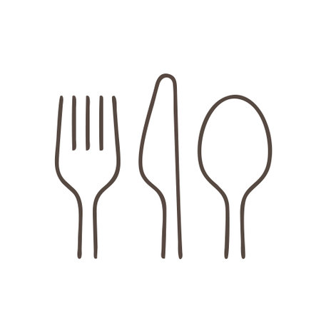 Fork, spoon and knife line icon, vector graphics, a linear pattern on a white background, eps 10.のイラスト素材