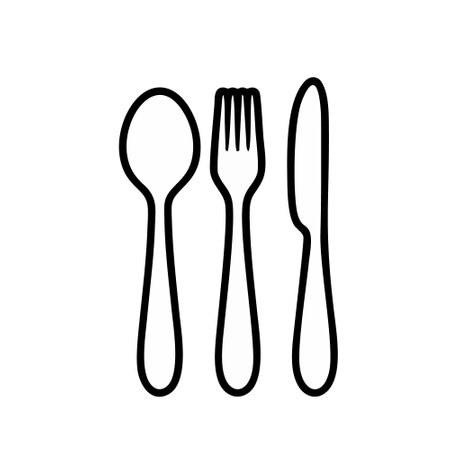 spoon and fork icon over white background, line style, vector illustrationのイラスト素材