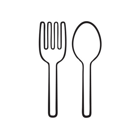 spoon and fork icon on white background. spoon and fork iconのイラスト素材