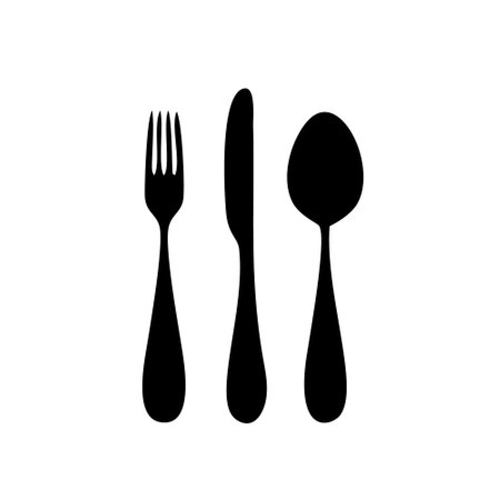 spoon, fork and knife icon vector design template on white backgroundのイラスト素材