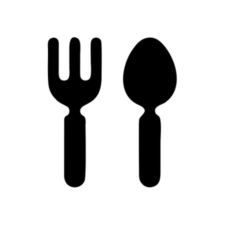 Spoon and fork icon. Cutlery symbol. Vector illustration.のイラスト素材