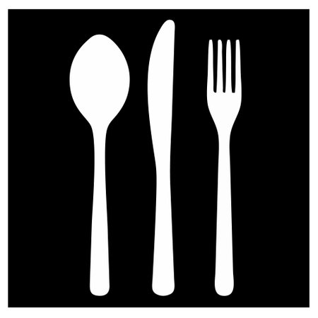 spoon and fork icon on a black background. Vector illustration.のイラスト素材