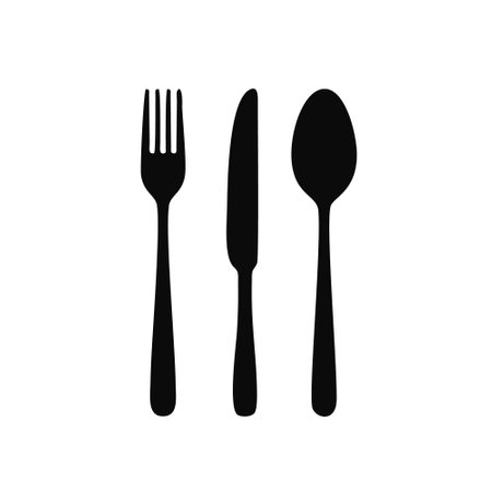 Spoon and fork icon. Cutlery symbol. Vector illustration.のイラスト素材