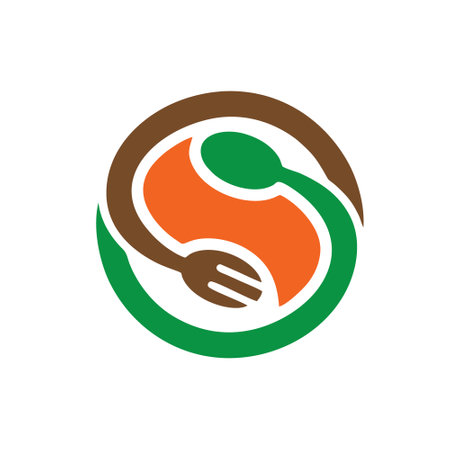 Fork and spoon food logo design. Food logo design concept.のイラスト素材