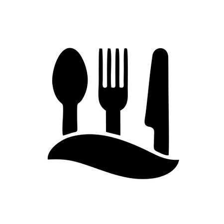 Fork, spoon and knife icon. Vector illustration isolated on white backgroundのイラスト素材